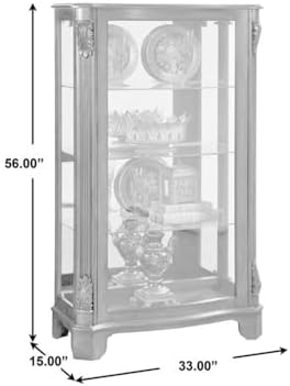 Pulaski Furniture Carved Wood 3 Shelf Curio Cabinet in Cherry Brown Finish