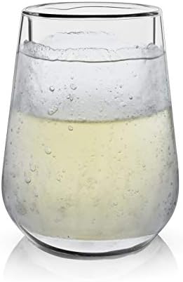 Viski Glacier Double Walled Beer Glass with Active Cooling Gel, Perfect for Cold Drinks at Indoor and Outdoor Parties, Special Occasions, Home Bar Accessories, Great Gifts for Men, 16 oz, Set of 1
