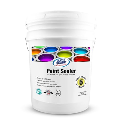 Rain Guard Paint Sealer Concentrate SP-9002 | Makes 2 Gallon | Protects Painted Concrete, Wood, Stone | Silane/Siloxane Acrylic Waterproofer | UV Resistant | Fast Drying | Semi-Satin Finish | Protects Painted Concrete, Painted Wood, Painted Stone, Silane…