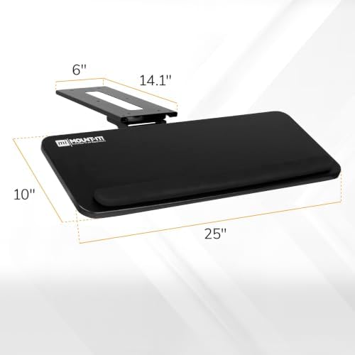 Mount-It! Under Desk Keyboard Tray, Slide-Out Keyboard Drawer with Height, Tilt and Swivel Adjustment