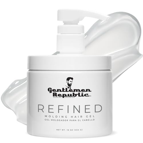 Gentlemen Republic 8oz Refined Hair Gel, 24 Hour Shine and Hold | Humidity resistant, alcohol-free formula that never flakes — professional hold made in the USA
