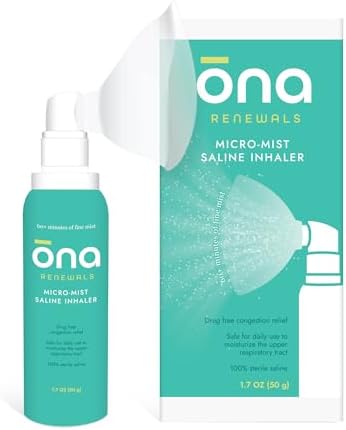 ONA Renewals - Micro-Mist Saline Nasal Inhaler - 1.7 fl oz | Congestion Relief for Adults, Saline Mist Spray for Cold, Flu, Allergy