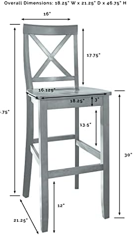 Crosley Furniture X-Back Wood Bar Stools Set of 2, Black, 30-inch