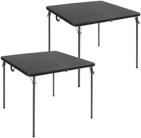 REDCAMP 34" Square Folding Card Table with Resin Top, Portable Fold in Half Small Card Tables with Collapsible Legs for Adults Indoor Outdoor Use