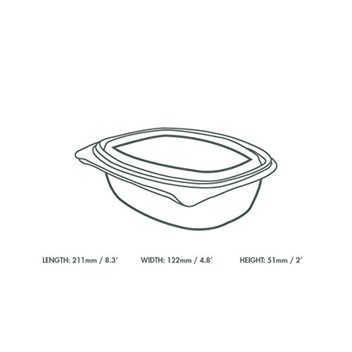 Vegware Compostable 32oz Hinged Clear Deli Containers, Case of 200, PLA Plastic Meal Prep, To Go Box With Lid, Made from PLA, A Renewable Material Made from Plants, Tight Seal for Freshness