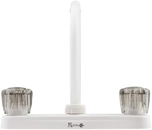 Dura Faucet DF-PK210S-BQ RV Hi-Rise Kitchen Sink Faucet (Bisque) | Tall spout with smoked acrylic knobs makes filling big pots easy.