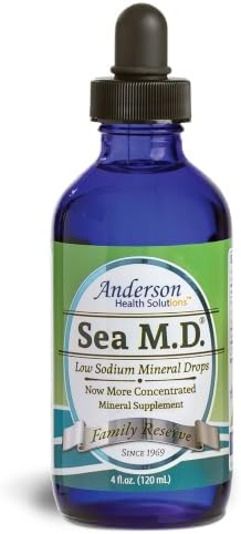 Anderson Sea M.D. Concentrated Trace Mineral Drops, 79 Trace Minerals with Magnesium, Sodium and Chloride Electrolytes - Supports Hydration, Energy, Muscles and Bone Health - 4 Fl Oz, 60 Servings