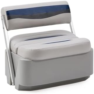 DeckMate® Complete Classic Swingback Pontoon Seat and Base (Gray/Blue/Charcoal)