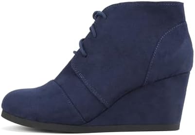 Soda “REX” ~ Women Lace Up Rounded Toe Low Wedge Ankle Bootie