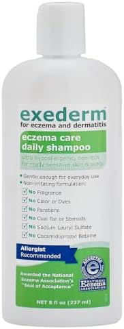 Exederm shampoo for Sensitive Scalp Eczema & Seborrheic Dermatitis 8oz | Extra gentle eczema shampoo for highly sensitive itchy allergic scalp