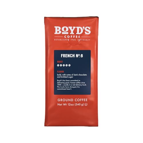 Boyd's Coffee French No. 6 Coffee –Ground Dark Roast– Blended from 100% Arabica – Rich & Full-Flavored – 12 oz.