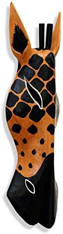 G6 Collection Wooden Tribal Giraffe Mask Hand Carved Wall Plaque Hanging Home Decor Accent Art Unique Sculpture Decoration Handmade Gift Handcrafted Decorative Mask (20" Tall)
