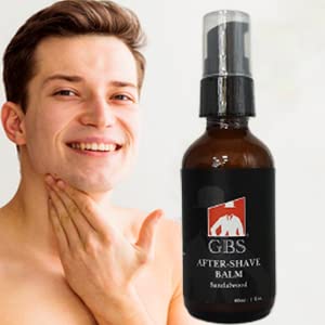 G.B.S Men’s Aftershave Balm - Premium Sandalwood Scent - Soothes Razor Burn & Moisturizes Sensitive Skin - Fast-Absorbing Formula - 5 Fl Oz