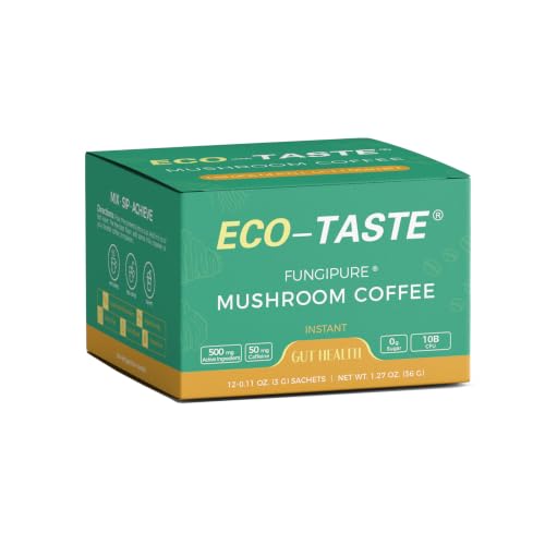 ECO-TASTE Mushroom Coffee Mix for Focus, 12 Sachets