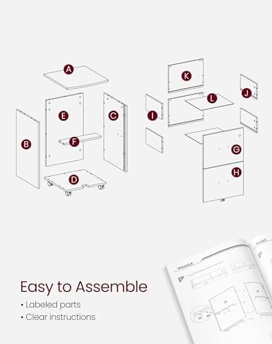 VASAGLE CUSTOS Collection - 2-Drawer File Cabinet, Locking Filing Cabinet for Home Office, Small Rolling Printer Stand, A4, Letter-Size Hanging Files