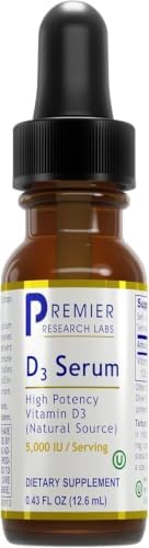 Premier Research Labs Vitamin D3 Serum - Liquid Vitamin D Oil Drops for Adults, Liquid D3 5000 IU, High Potency VIT D3 Liquid
