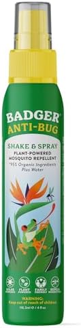 Badger Bug Spray, 3-Hour DEET-Free Mosquito Repellent, Family Friendly, Citronella & Organic Essential Oils, Natural & Vegan Insect Repellent Spray, 4 fl oz Aluminum Bottle