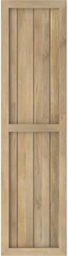 14"W x 58"H Americraft Four Board Exterior Real Wood Two Equal Panel Framed Board-n-Batten Shutters (Per Pair), Unfinished