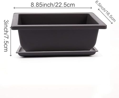 15 PCS 6.5 Inch Bonsai Training Pots with Trays, Rectangular Plastic Growing Pots, Flower Succulent Pots Container for Garden, Yard, Office, Porch