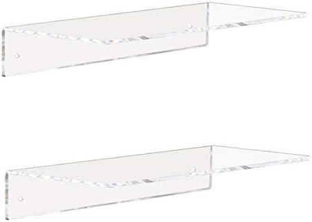 Weiai Clear Acrylic Shelves 12 Inch, Floating Wall Mounted Shelf for Wall Storage, Set of 2