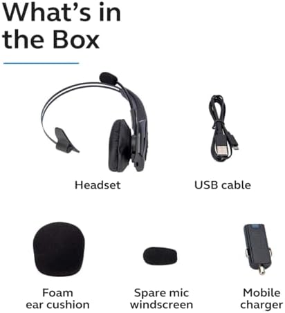 BlueParrott B350-XT Noise Cancelling Bluetooth Headset - Updated Design with Industry Leading Sound & Improved Comfort