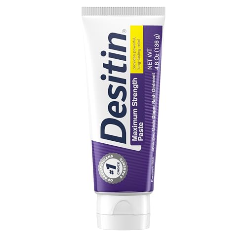 Desitin Maximum Strength Diaper Rash Paste, 40% Zinc Oxide, 4.8 oz | Helps Treat, Relieve & Prevent Diaper Rash, 40% Zinc Oxide, Immediate Relief, Protects up to 12 Hours, Hypoallergenic