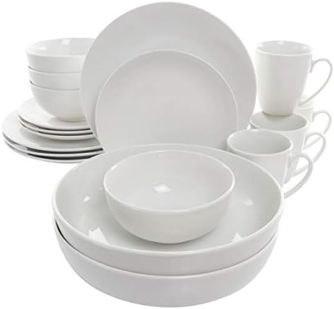 Elama White Porcelain Dish Dinnerware Set, 18 Piece, Newman
