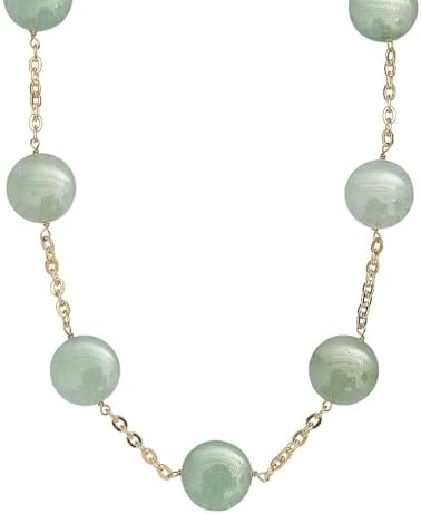 Beaded Necklace 24-26 Inches in ION Plated Gold Stainless Steel