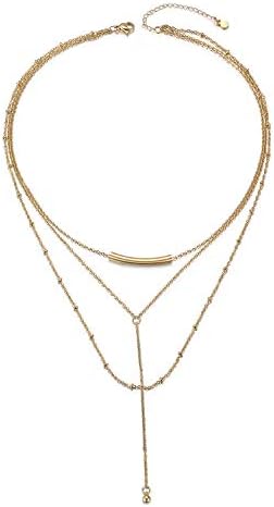 Gold Bar Necklace for Women Vertical/Horizontal Bar Pendant Necklaces for with Adjustable Chain Necklace Adults Fashion Jewelry