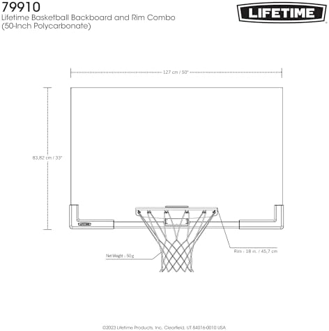 Lifetime 79910 50 Inch Backboard Rim Combo, Mounting Kit Sold Separately