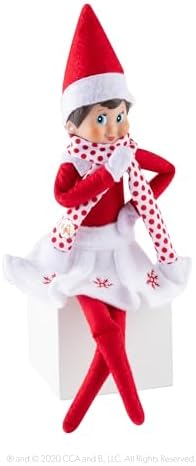 The Elf on the Shelf Claus Couture Collection Snowflake Skirt & Scarf – Red and White Holiday Outfit for Scout Elves – Festive Elf Clothes Accessory – Scout Elf Not Included