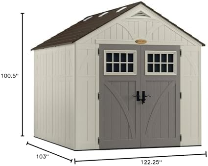 Suncast 8x10 Ft. Outdoor Storage Shed - Large Resin Outdoor Shed with Floor Included