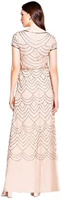 Adrianna Papell Womens Short Sleeve Blouson Beaded Gown