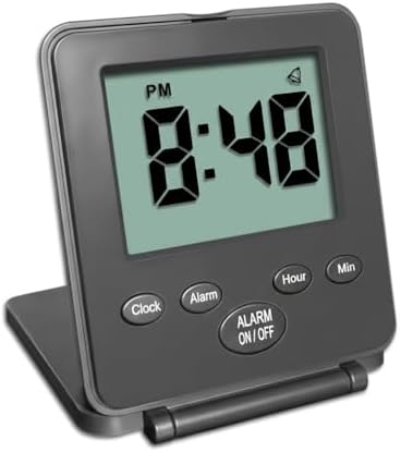 Digital Travel Alarm Clock - No Bells, No Whistles, Simple Basic Operation, Loud Alarm, Snooze, Small and Light, ON/Off Switch, 2 AAA Battery Powered