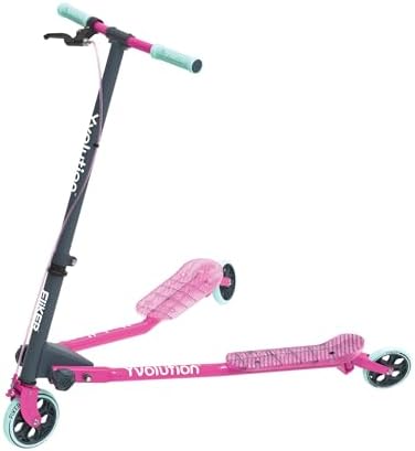 Yvolution Fliker A3 Drift Scooter, 3 Wheels Kids Wiggle Scooter, Foldable, Handbrake, Caster Wheels, for Boys and Girls Aged 7+ Years Old