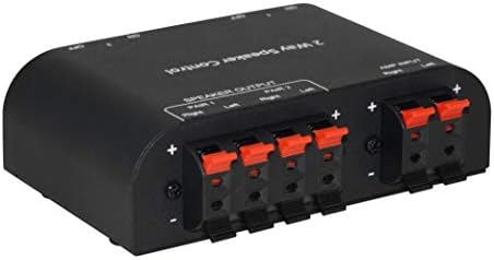 2 Way Speaker Switch, 1 in 2 Out Way Pair Stereo Speaker Selector W/Volume Control Metal Non-Slip Box - Black (61052), 9.0 x 3.25 x 1.5