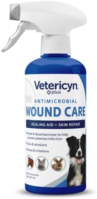 Vetericyn Plus Dog Wound Care Spray | Healing Aid and Skin Repair, Clean Wounds, Relieve Dog Skin Allergies, Safe for All Animals. 16 ounces
