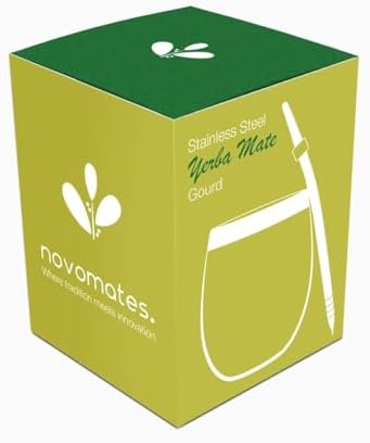 Novomates [NEW] Mate Cup and Bombilla Set - Mate Gourd - Includes Double Wall Stainless Steel Yerba Mate Tea Cup with Stanley Steel Mate Straw –