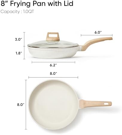 CAROTE Non Stick Frying Pan, 12 Inch Classic Granite Skillet with Glass Lid