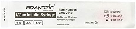 Brandzig U-40 Pet Insulin Syringes 29G 1/2cc, 1/2" 100-Pack