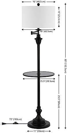 JONATHAN Y Cora 60" Metal Swing Arm Floor Lamp, Oil Rubbed Bronze/Clear