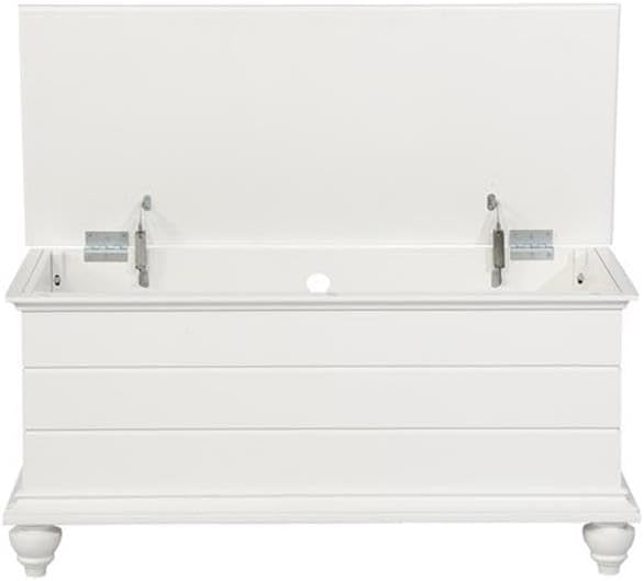 BOWERY HILL Transitional Rubberwood Cedar Chest, 40.5" W x 17.33" D x 19" H, MDF and Tupelo Veneer, White Finish, Faux Plank Details