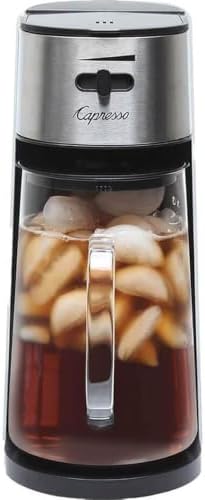 Capresso Stainless Steel Iced Tea Maker Glass Pitcher One Button Operation