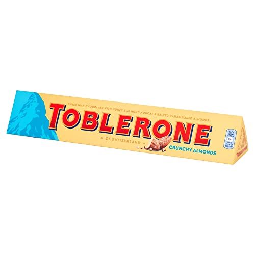 Toblerone Crunchy Almonds Chocolate Bar, 360g. Christmas, Confectionery, Big Night In, Birthday, Easter, Halloween, Thank you gift