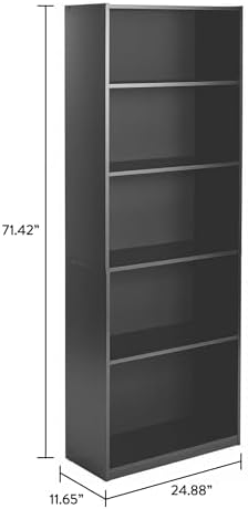 Mainstay` 71" 5-Shelf Standard Bookcase (Black)