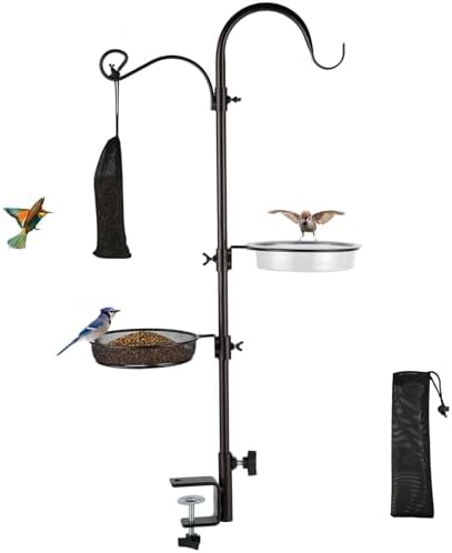 Deluxe Bird Feeding Station Kit with Multi Feeder Hanging Pole, Metal Suet Feeder, Bird Bath