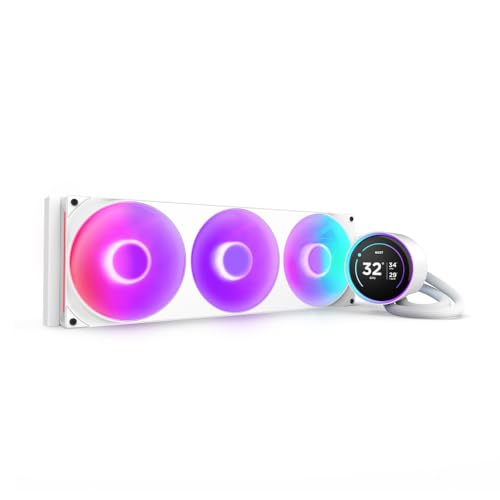 NZXT Kraken Elite 360 RGB - 360mm AIO CPU Cooler, LCD - White | 360mm RGB AIO with 2.36-inch LCD and F360 RGB Core fan. Flagship display cooling with synced RGB via CAM.