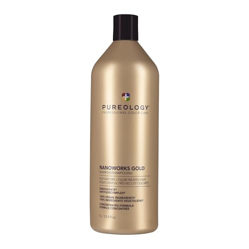 Pureology Nanoworks Gold Shampoo - For Very Dry and Color-Treated Hair, Renews Softness & Shine, Sulfate-Free & Vegan