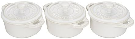 STAUB Ceramic Dutch Oven 3-piece Mini Round Cocotte, Dark Blue