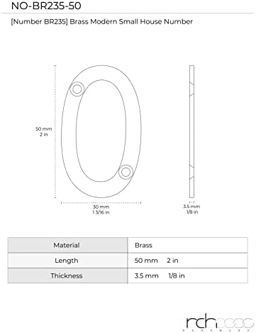 NO-BR235-50 Brass Number, 2 Inch, Polished Brass